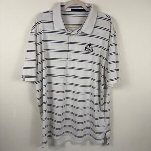 RLX Ralph Lauren PGA‎ Bethpage Black Golf Polo Shirt Mens White Stripe Sz XL